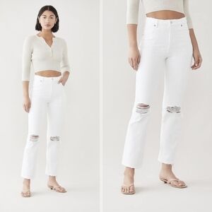 Rolla’s High-Rise Straight Leg Jeans 24 Layla White Distressed